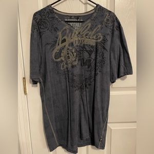 Men’s printed casual v-neck tshirt XL bluish/gray